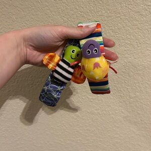 Vibrant Striped Animal Wrist Rattles for Kids
